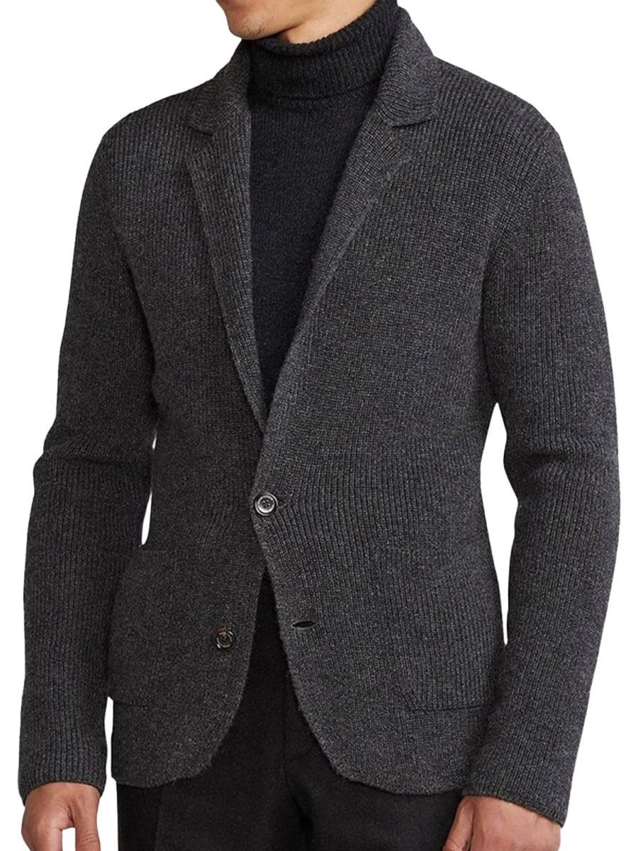 Men BXL Cardigan | Men'S Solid Color Pocket Casual Knitted Cardigan Dark Gray