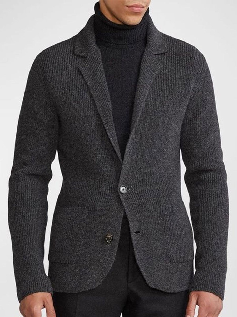 Men BXL Cardigan | Men'S Solid Color Pocket Casual Knitted Cardigan Dark Gray