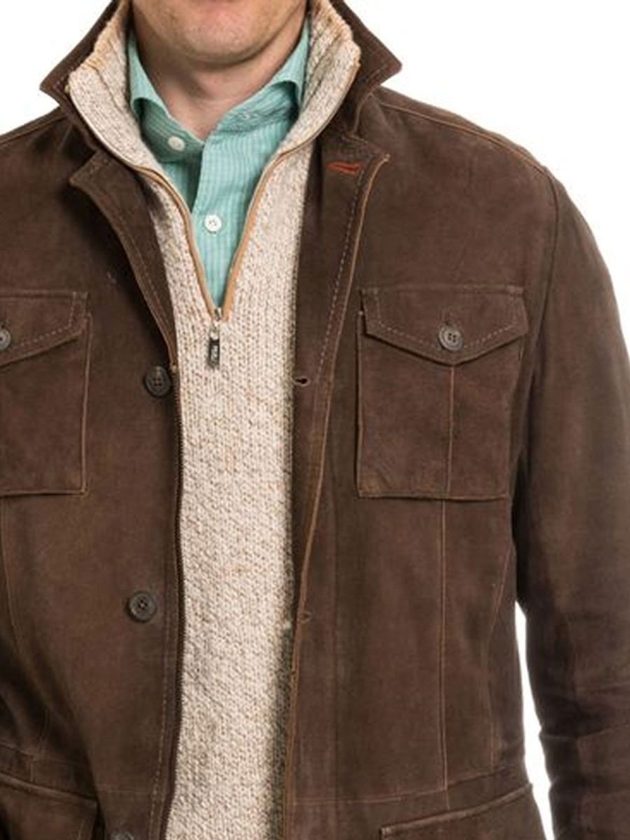 Men BXL Jacket | Vintage Suede Multi-Pocket Single-Breasted Casual Jacket Brown