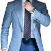 Men BXL Jacket | Men'S Herringbone Wool Pocket Casual Blazer Blue