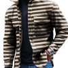 Men DJ Jacket | Vintage Striped Print Corduroy Double Pocket Lapel Jacket Photo Color