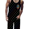 Men GYJ Set | Love Fingerprint Print Tank Top And Shorts Two-Piece Set Black