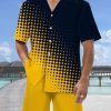 Men DJ Set | Fashion Color Contrast Polka Pot Printing Hawaiian Cuban Collar Short Sleeve Shirt Set Photo Color