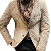 Men DJ Jacket | American Retro Lapel 3-Pocket Corduroy Jacket Khaki