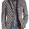 Men DJ Print Jacket | Retro Geometric Print 3-Pocket Casual Blazer Photo Color