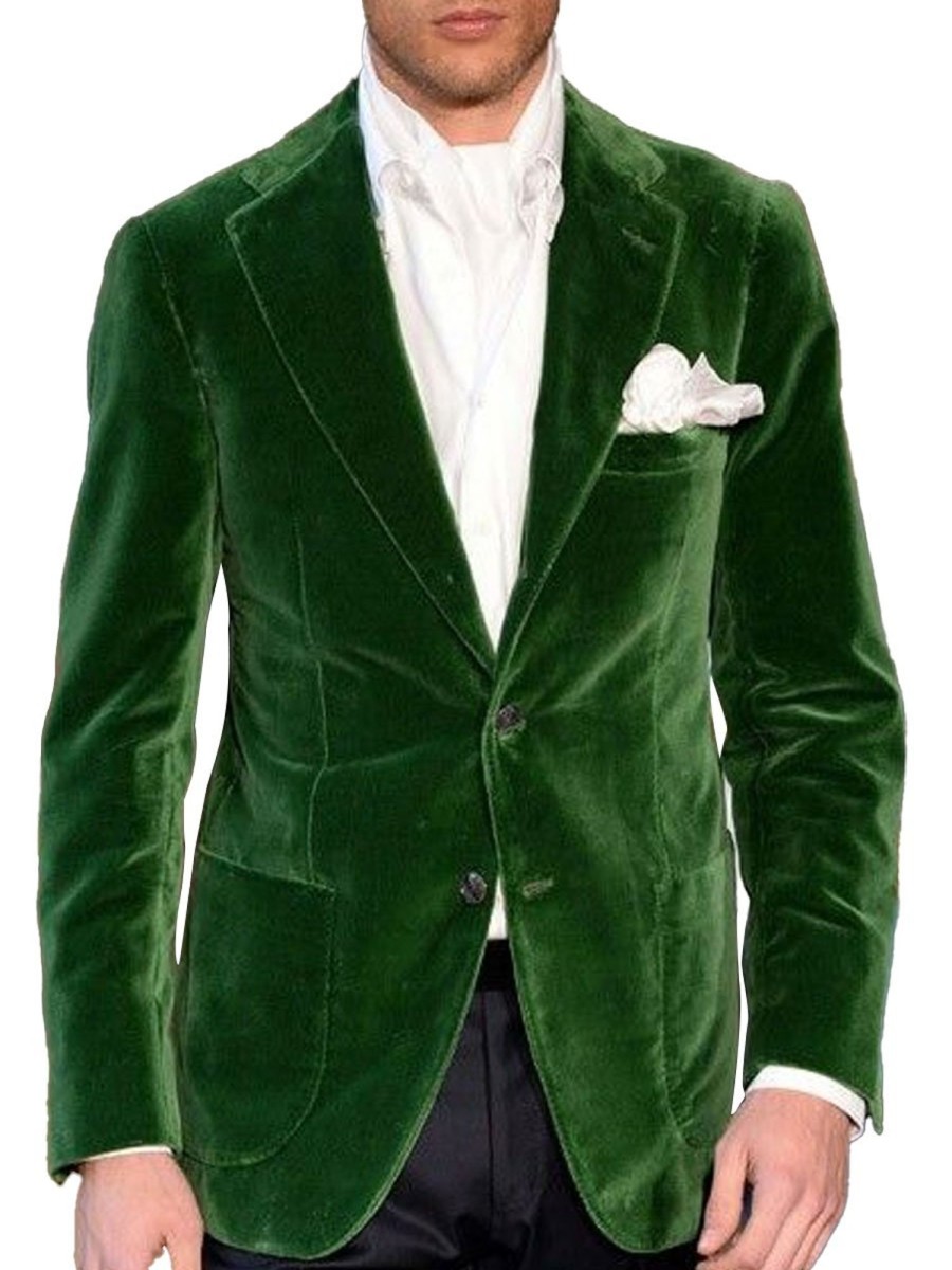 Men BXL Jacket | Men'S Vintage Multi-Pocket Solid Color Velvet Casual Blazer Dark Green