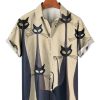 Men XT Shirts | Fun Geometric Cat Print Shirt 81166242X Light Khaki