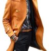 Men DJ Jacket | Retro Solid Color Double Pocket Double Breasted Lapel Casual Woolen Coat Orange