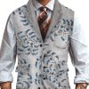 Men TH Vest | Floral Print Lapel Three-Pocket Casual Vest Blue