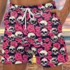 Men LJC Shorts | Skull Rose Print Hawaiian Track Shorts Photo Color