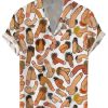 Men DJ Shirts | Fun Multicolored Cocks Print Casual Short Sleeve Shirt Khaki