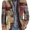 Men DJ Print Jacket | Retro Ethnic Print 3-Pocket Lapel Single-Breasted Casual Blazer Photo Color