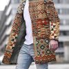 Men DJ Jacket | Vintage Ethnic Geometric Print Double Pocket Track Jacket Photo Color