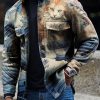 Men BXL Print Jacket | Men'S Casual Rescue Animal Art Painted Button Lapel Pocket Jacket Photo Color