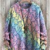 Men DJ Print Sweater | Rainbow Ghosts Art Pattern Print Casual Knit Pullover Sweatshirt Photo Color