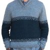 Men DJ Sweater | Retro V-Neck Contrasting Color Casual Knitted Sweater Blue