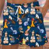 Men DJ Bottoms | Multi-Role Cocks Print Hawaiian Casual Pocket Lounge Shorts Navy