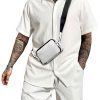 Men BXL Set | Men'S Solid Color Casual Short-Sleeved Shirt Shorts Suit White