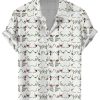 Men DJ Shirts | Fun Boobs Print Hawaiian Casual Short Sleeve Shirt Beige