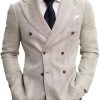 Men BXL Jacket | Men'S Pocket Double Breasted Herringbone Casual Blazer Photo Color