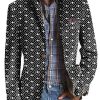 Men BXL Print Jacket | Men'S Contrast Geometric Print Pocket Casual Blazer Black