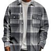 Men BXL Print Jacket | Plaid Print Double Pocket Single Breasted Lapel Casual Shirt Jacket Photo Color