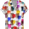 Men DJ Shirts | Colorful Girls Body Print Casual Short Sleeve Shirt Photo Color