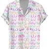 Men DJ Shirts | Colorful Rainbow Breast Print Hawaiian Short Sleeve Shirt Photo Color