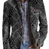 Men BXL Print Jacket | Men'S Petal Print Pocket Casual Blazer Black