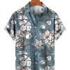 Men HLJ Shirts | Summer Floral Print Shirt 53772340X Blue