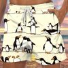 Men LJC Bottoms | Penguin Print Hawaiian Track Shorts Photo Color