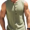 Men DJ Casual Short Sleeve Shirts | Half Open Collar Solid Color Casual Sleeveless Vest Green