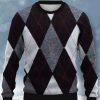 Men BXL Ugly Sweater | Men'S Crew Neck Casual Loose Diamond Plaid Print Sweatshirt 29685596Xl Black