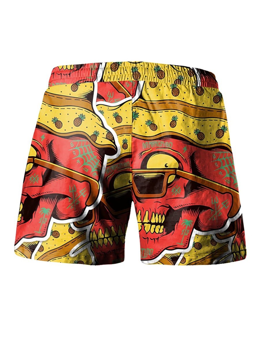 Men LJC Bottoms | Sunglasses Skull Print Casual Shorts Photo Color