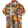 Men HLJ Shirts | Men'S Hawaiian Animal Print Short Sleeve Shirt Orange