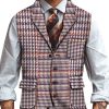 Men BXL Vest | Men'S Vintage Houndstooth Wool Print Multi-Pocket Casual Vest Purple