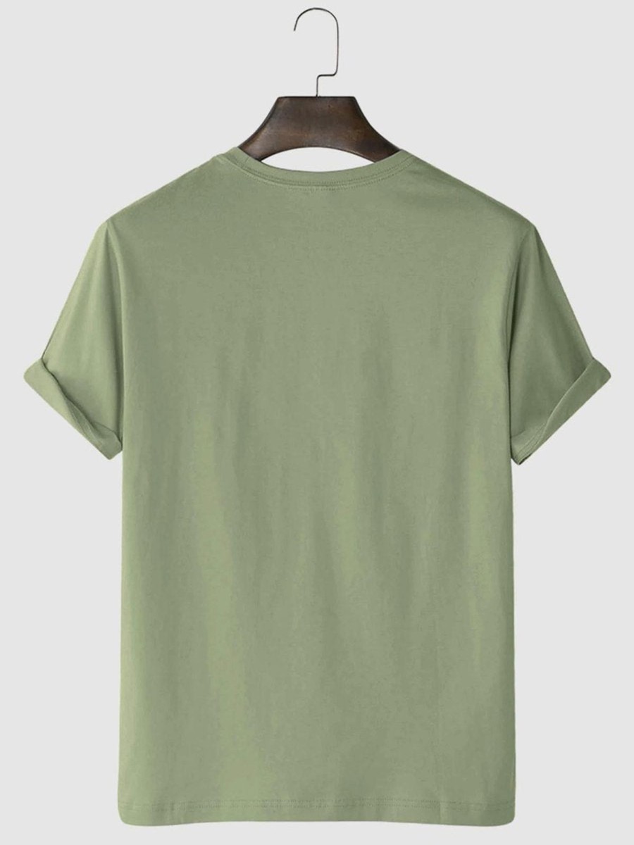 Men HLJ T-Shirts | Men'S Cartoon Smiley Casual Short Sleeve T-Shirt Green