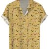 Men DJ Shirts | Boobs Simple Strokes Print Casual Short-Sleeved Shirt Yellow