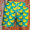 Men DJ Shorts | Hawaiian Yellow Duck Printing Shorts Blue