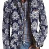 Men BXL Print Jacket | Men'S Vintage Lace Print Casual Pocket Blazer Photo Color