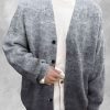 Men DJ Print Cardigan | Gradient Print Casual And Versatile Knitted Cardigan Gray