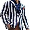 Men DJ Jacket | Retro Striped Lapel Three-Pocket Casual Retro Blazer Photo Color