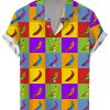 Men DJ Shirts | Colorful Plaid Banana Print Hawaiian Casual Short Sleeve Shirt Photo Color