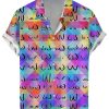 Men GYJ Shirts | Ladies Chest Colorful Print Casual Short Sleeve Shirt Photo Color