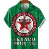 Men HLJ Shirts | New Texaco Motor Oil Retro Poster Print Casual Short Sleeve Shirt