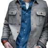 Men BXL Jacket | Retro Multi-Pocket Solid Color Woolen Shirt Style Casual Jacket Gray