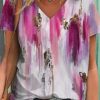 Women DJ | V-Neck Art Print Casual Short Sleeve T-Shirt Photo Color