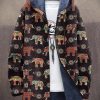 Men DJ Jacket | Retro Elephant Print Pocket Hooded Casual Jacket Photo Color