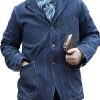 Men BXL Jacket | Men'S Retro Denim Patchwork Multi-Pocket Casual Jacket Dark Blue