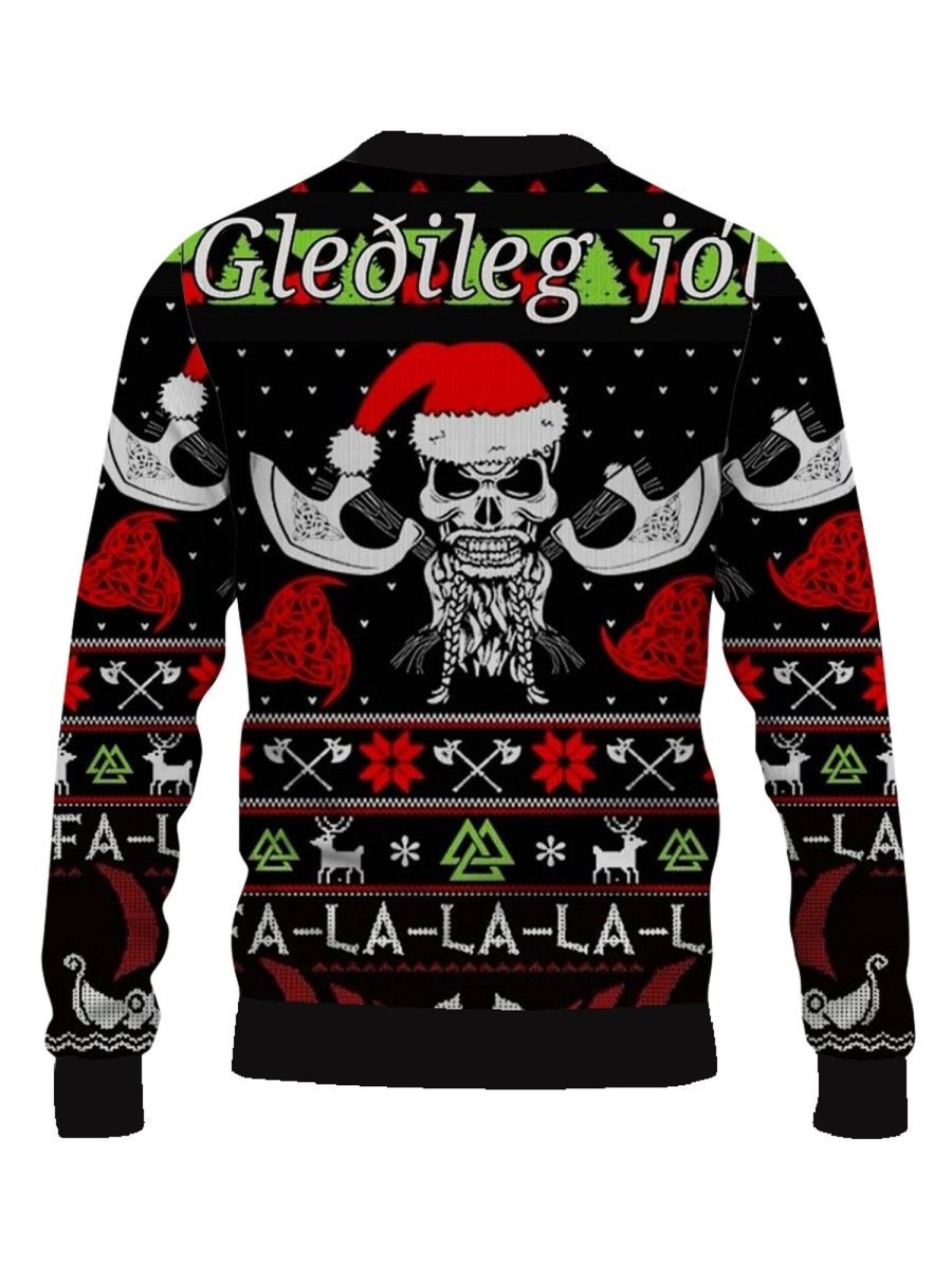 Men BXL Ugly Sweater | Men'S Crew Neck Casual Fun Christmas Skull Print Sweatshirt 65094280Xl Black